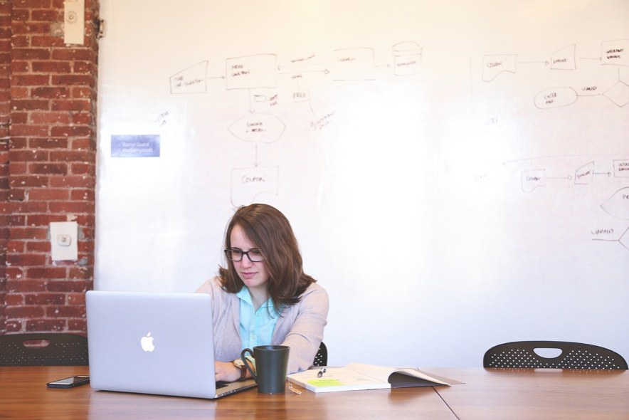 Student studying in the library